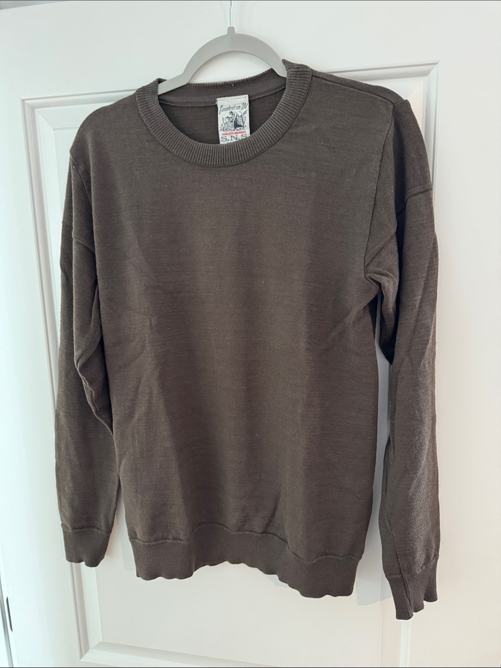 Garanteret ren Uld Men's Crewneck Sweater - Olive Medium